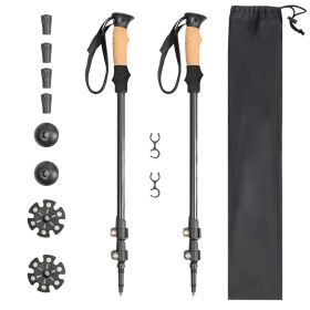 Camping & Hiking Adjustable Anti-Shock Hiking Walking Climbing Sticks (Color: Black, Type: Trekking Poles)